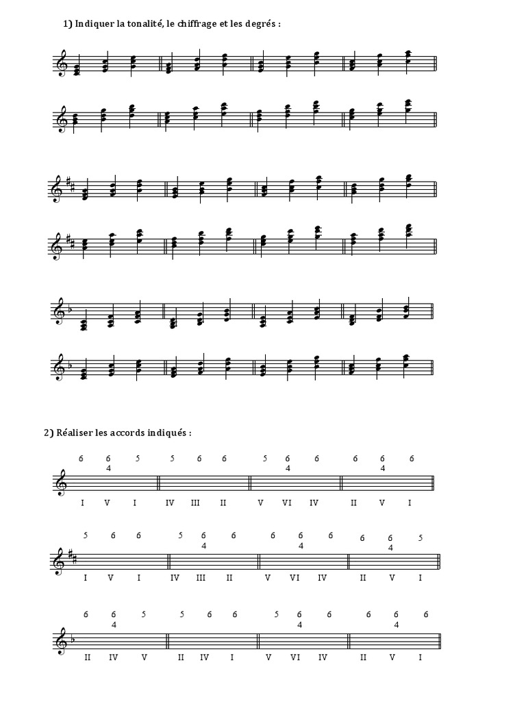 Exercices Chiffrage 2C1 | PDF | Éléments de la musique | Théorie de la ...