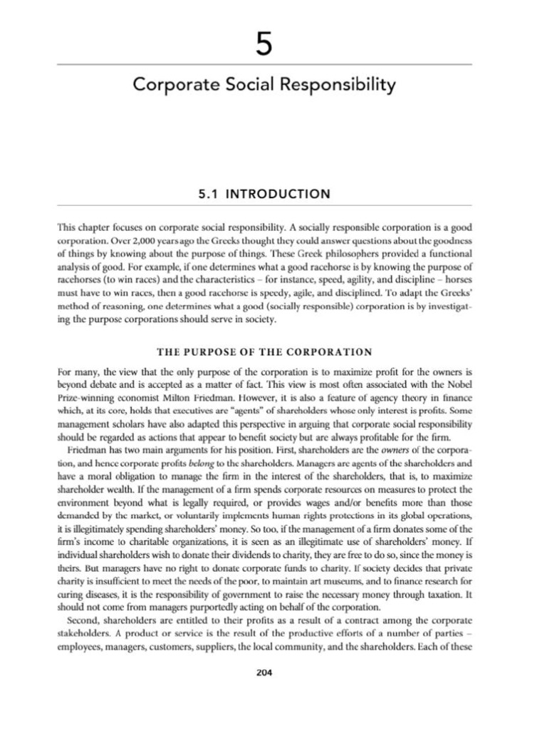 Chapter 5 Corporate Social Responsibility | PDF