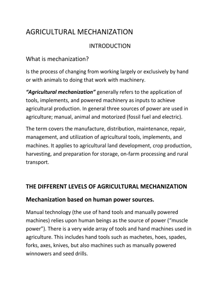 Agricultural Mechanization PDF Agriculture Mechanization