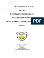 Garvey Maceo High School Cxc-Csec Information Technology General Proficiency School-Based Assessment Project 2021-2022