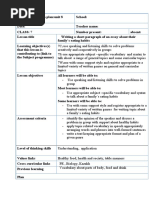 Vocabulary About Parts of Body, Food and Drink