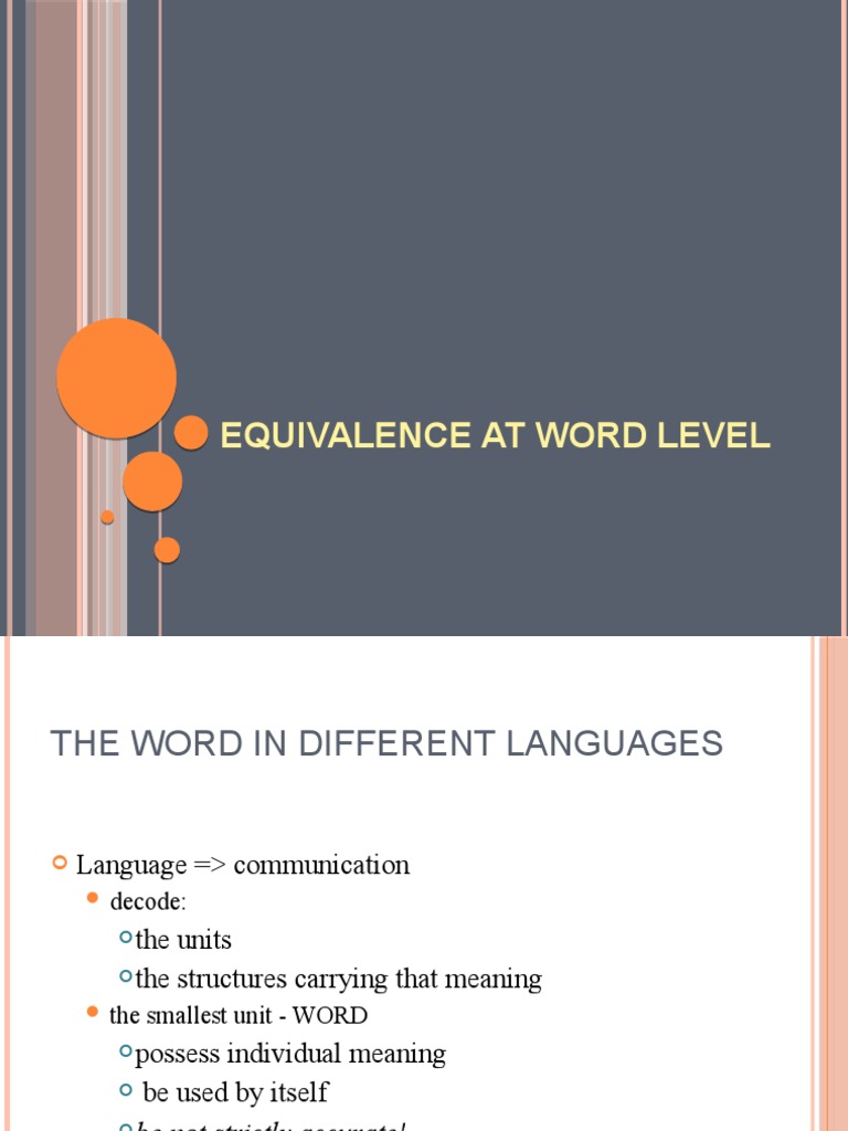 Word Level Equivalence Explained | PDF | Word | Linguistics