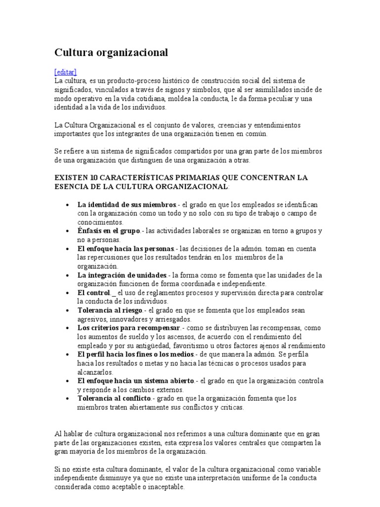 Cultura y Cambio Organizacional | PDF | Cultura organizacional ...