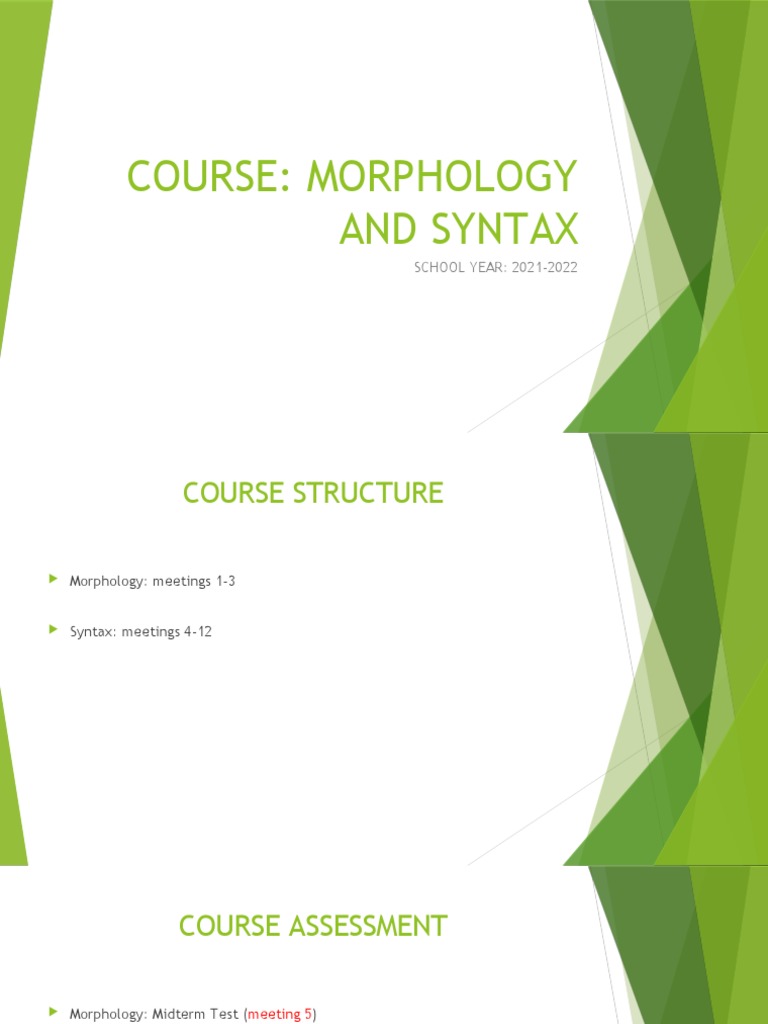 Morphology and Syntax Course Outline | PDF | Morphology (Linguistics ...