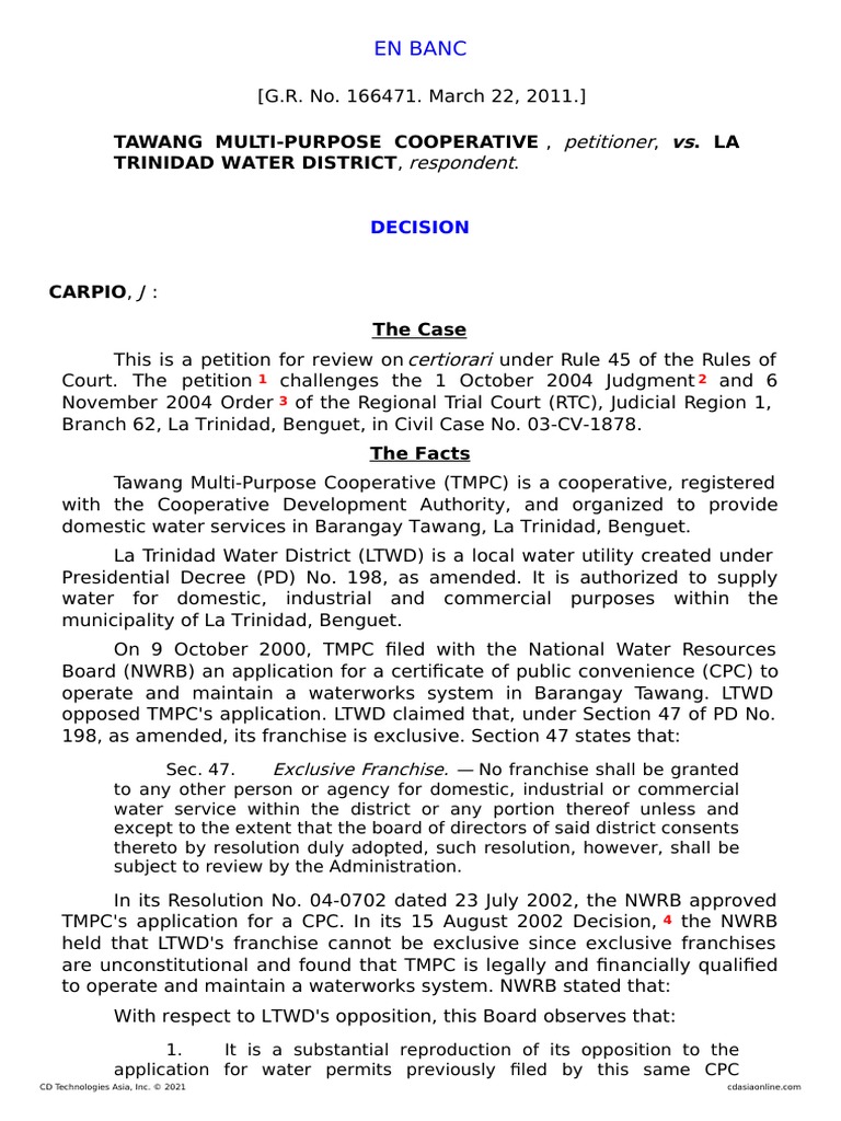 Petitioner Respondent Tawang MultiPurpose Cooperative, La Trinidad