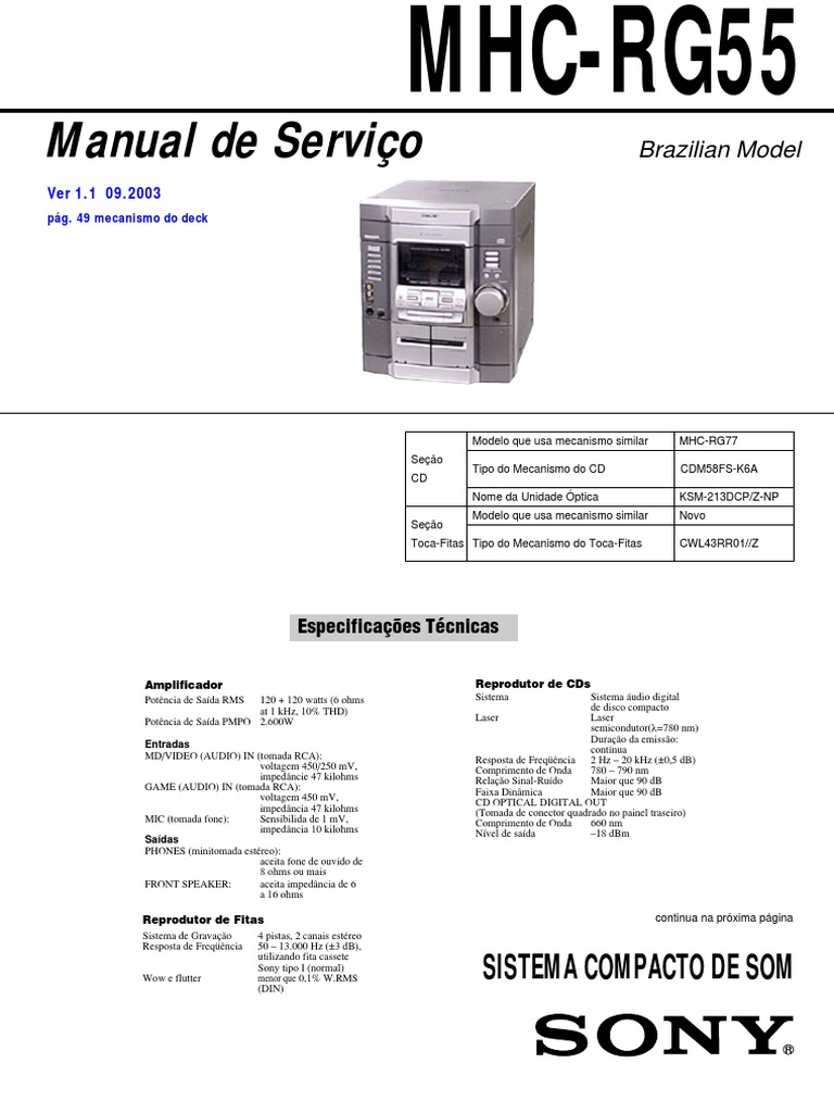 MHC-RG55+Ver +1 1 | PDF | Circuitos Eletrônicos | Disco Compacto (CD)
