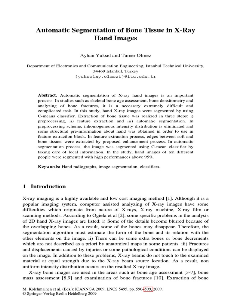 Automatic Segmentation of Bone Tissue in X Ray Hand Images | PDF ...