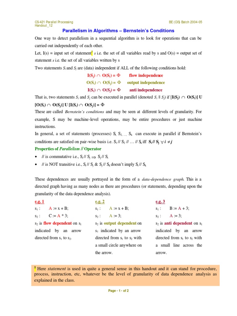 Understanding Bernstein's Conditions | PDF | Parallel Computing ...
