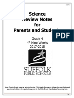 Science Review Notes For Parents and Students: Grade 4 4 Nine Weeks 2017-2018