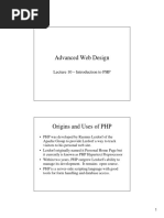 Advanced Web Design: Lecture 10 - Introduction To PHP