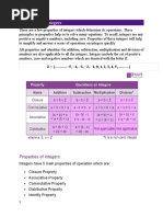 Worksheet 6 Properties of Integers