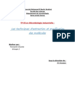 Les Techniques D'extraction Et Purification Des Molécules: TP 03 en Microbiologie Industrielle