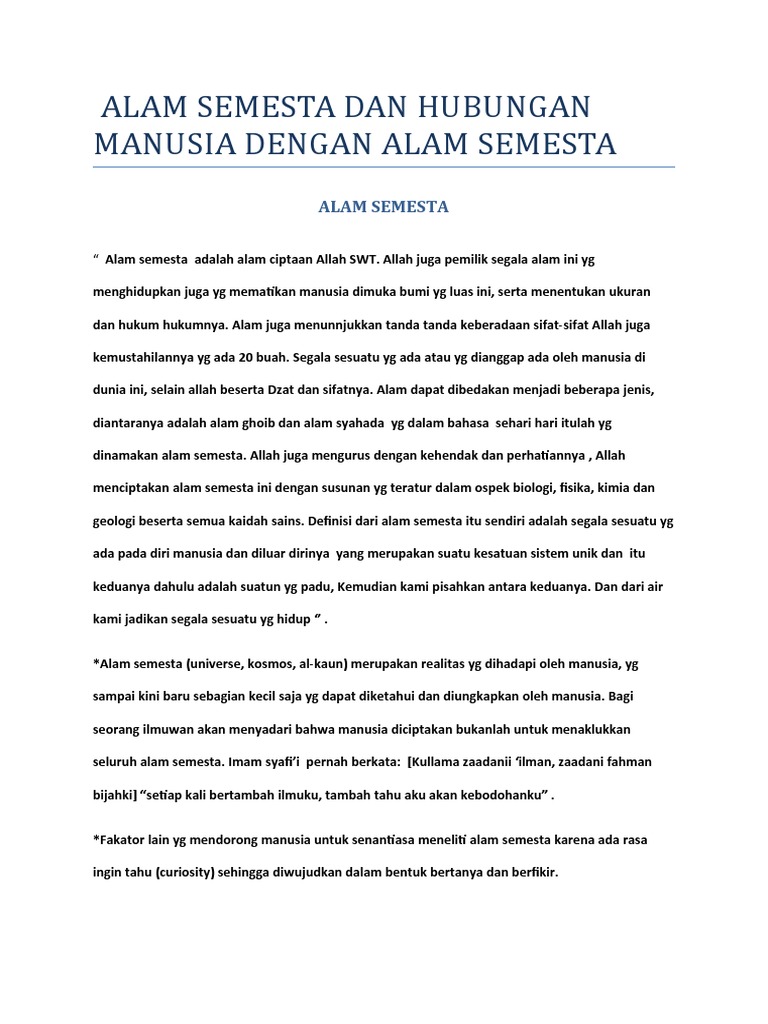Hubungan Manusia dan Alam Semesta | PDF