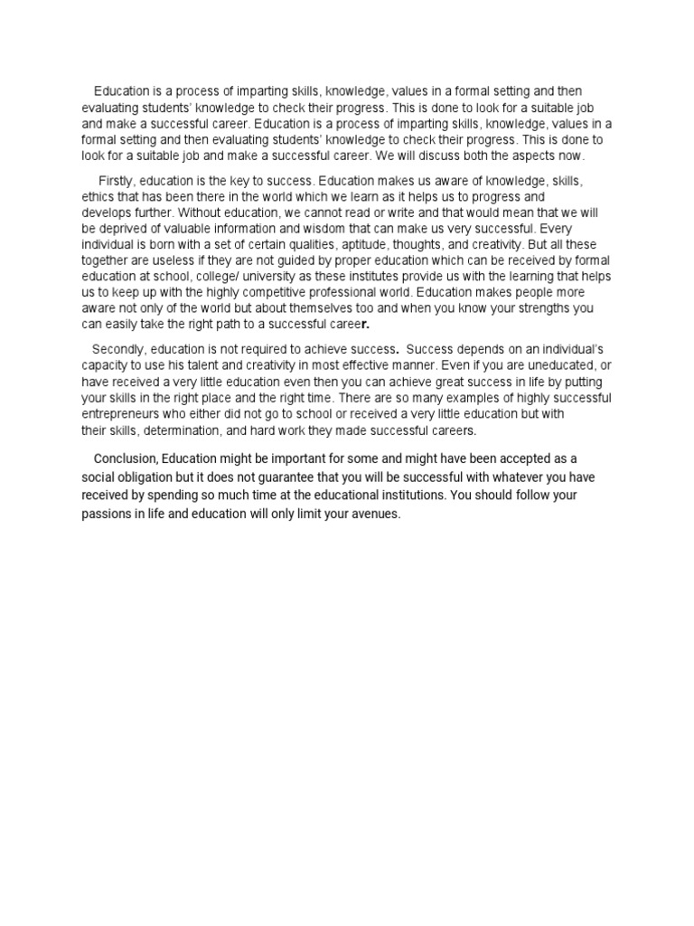 Education Is A Process of Imparting Skills | PDF | Self-Improvement ...
