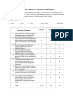 Criteria For Validation of The Survey Questionnaire Edited