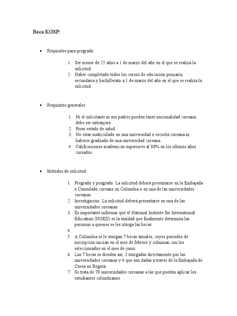 Beca KGSP PDF Colombia Universidad