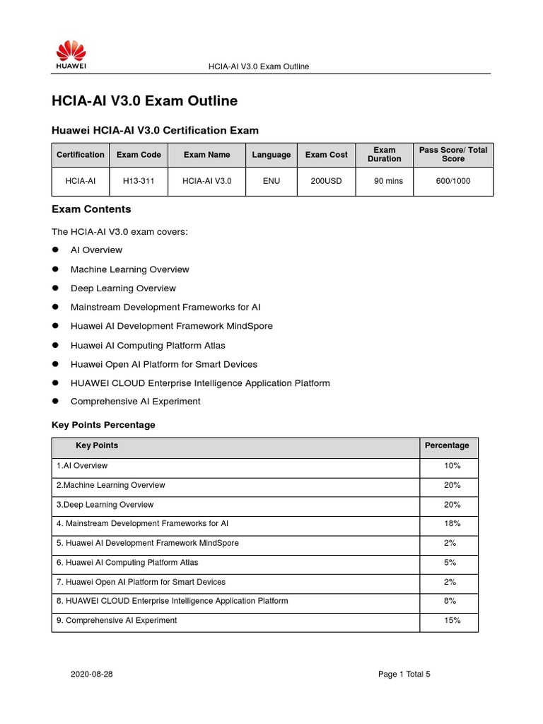 Huawei HCIA-AI V3.0 Certification Exam | PDF | Intelligence (AI ...