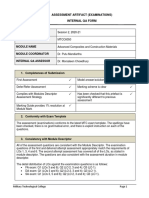 Assessment Artifact (Examinations) Internal Qa Form