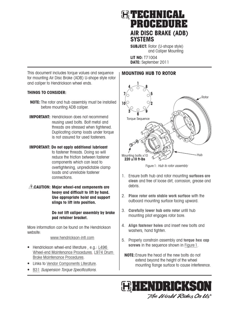 Technical Procedure: Air Disc Brake (Adb) Systems | PDF | Mechanical ...