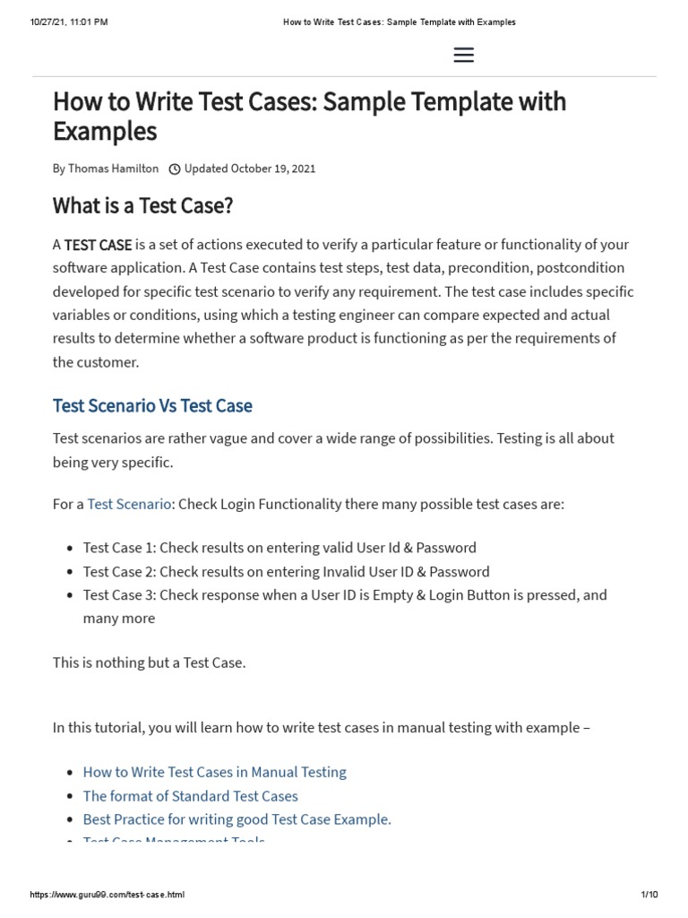 How To Write Test Cases - Sample Template With Examples | PDF ...