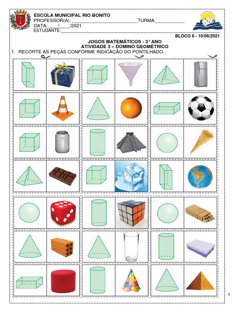 3° Ano - Atividade 3 - Figuras Geometricas Espaciais Bloco 6 | PDF