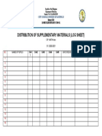 Distribution of Supplementary Materials (Log Sheet)