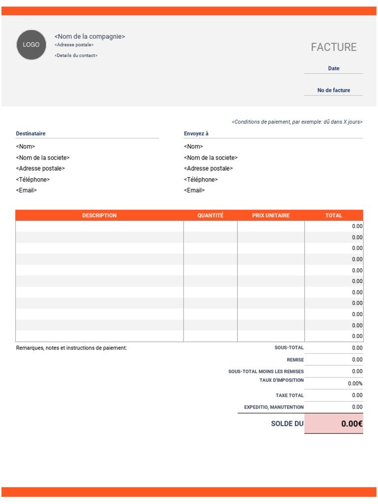 Modele Facture Haut 1 Pdf Impots Paiements