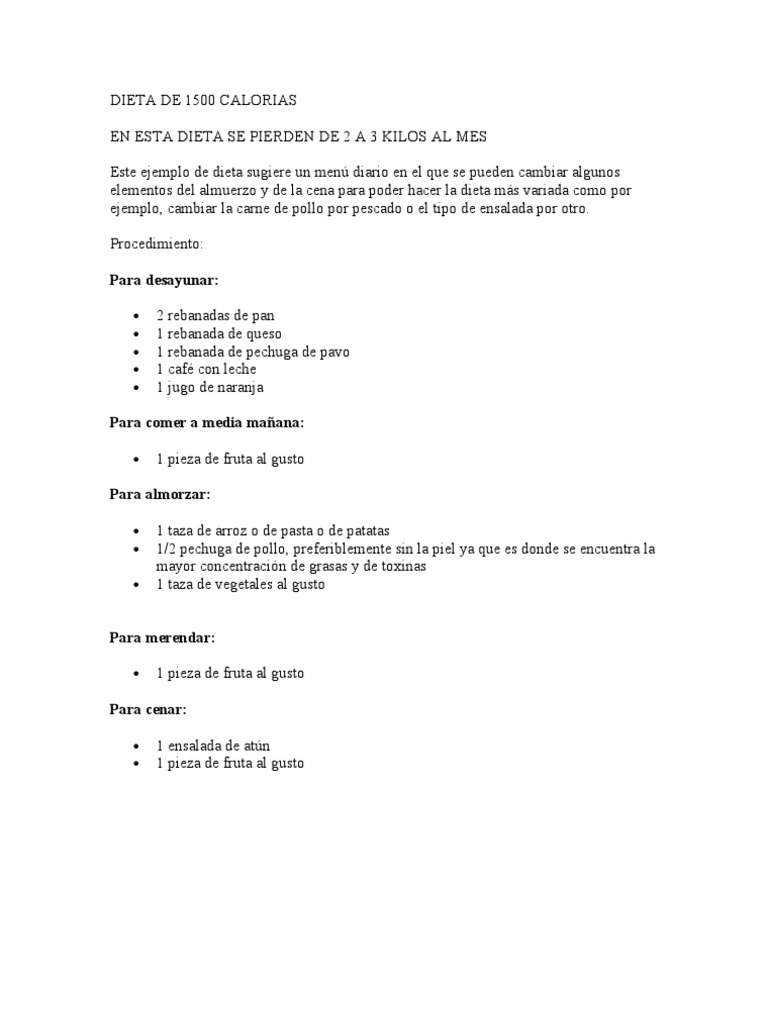 Dieta de 1500 Calorias | PDF | Comida y bebida | Cocina