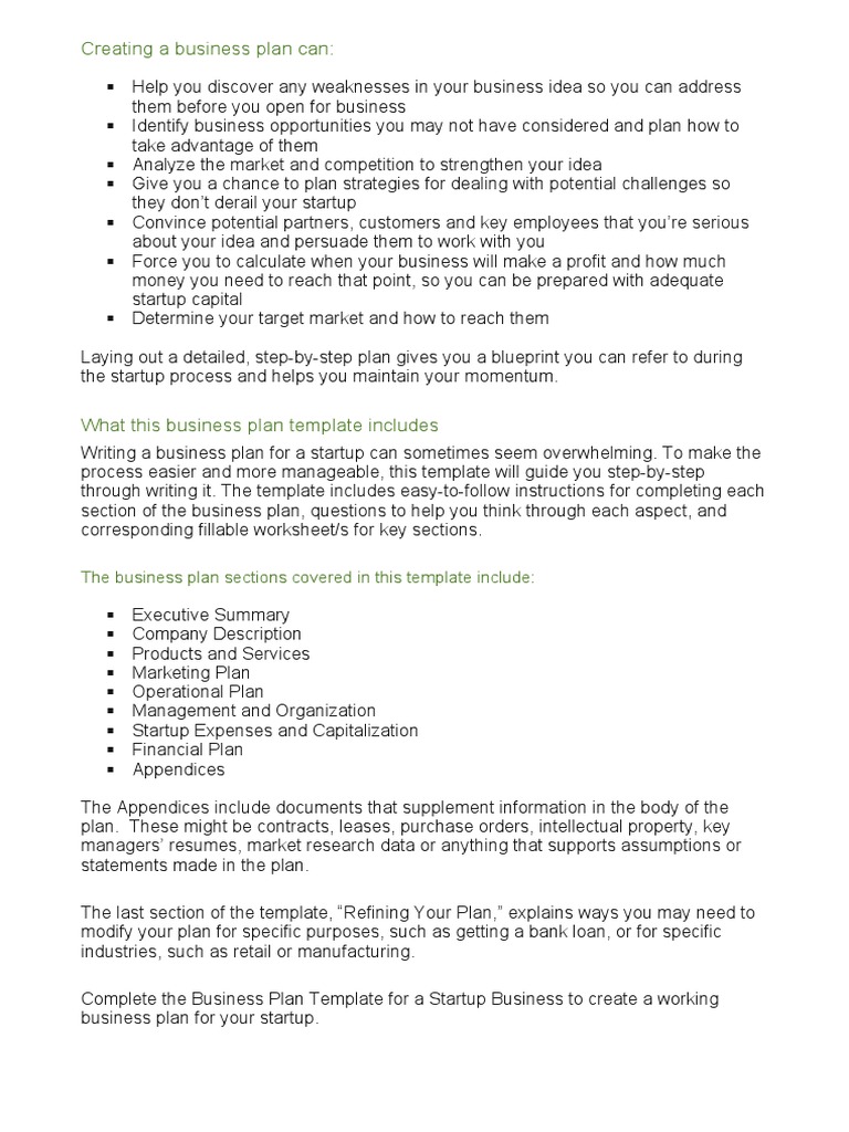 Startup Business Plan Template Guide | PDF | Marketing | Startup Company