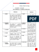 Guía de Trabajo Glosario de Expresiones Algebraicas.