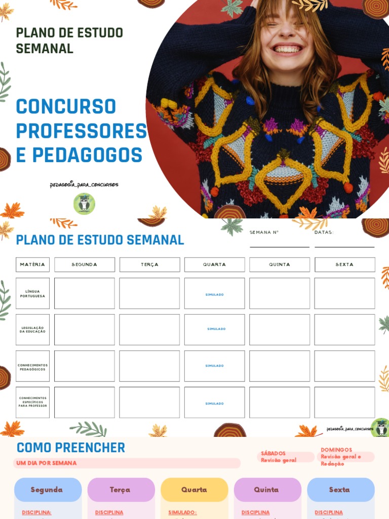 Plano Semanal para Concurso de Professores | PDF | Pedagogia