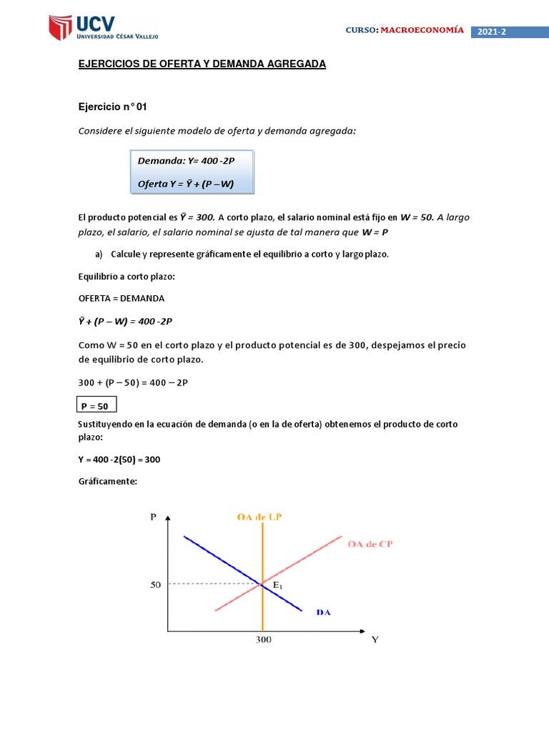 Ejercicios de Oferta y Demanda Agregada | PDF | Equilibrio económico ...