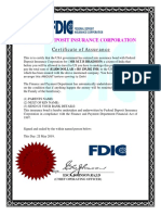 Federal Deposit Insurance Corporation Certificate of Assurance for Travel to US