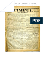 Ultimul Articol Al Lui Mihai EMINESCU La Ziarul TIMPUL (Bucureşti, 28 Iunie 1883)