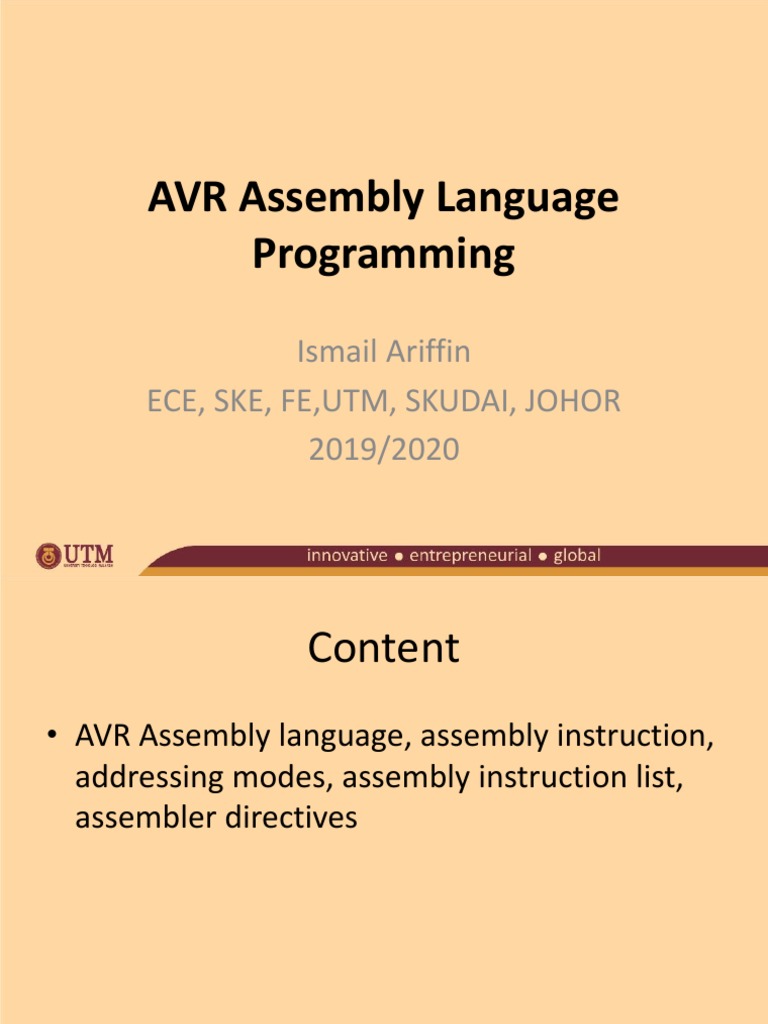 Topic 4 Assembly Language Programming (ISMAIL - FKEUTM 20192020) | PDF ...
