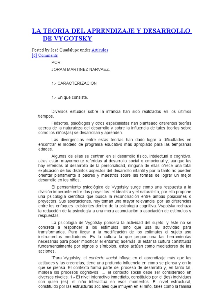 La Teoria Del Aprendizaje y Desarrollo | PDF | Teoría del aprendizaje ...
