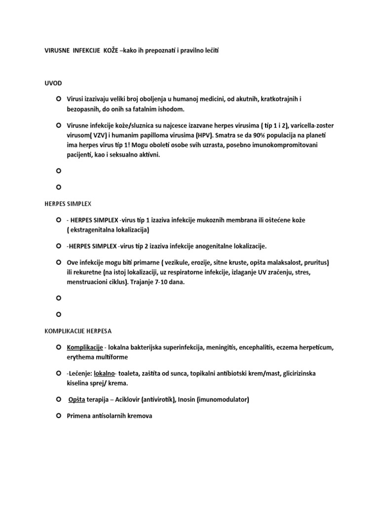 Virusne Infekcije Kože-Kako Ih Prepoznati I Lečiti Iii Godina | PDF