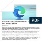 Microsoft Edge para Windows está a receber o Edge Bar