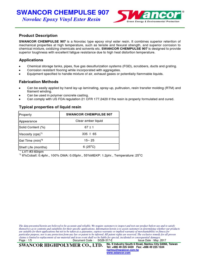 Superior Novolac Epoxy Vinyl Ester Resin for Chemical Storage and