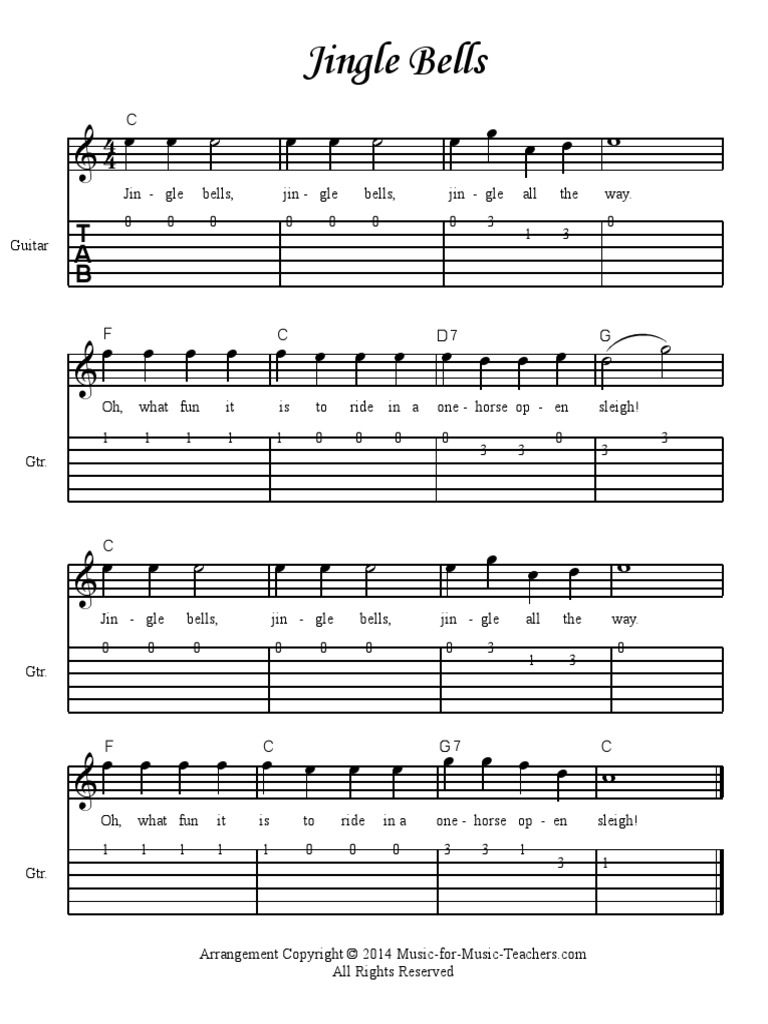 Jingle Bells Guitar | PDF, image size:768x1024