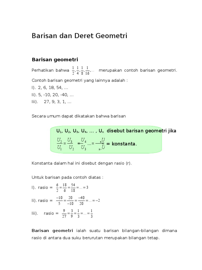 Perhatikan barisan geometri berikut