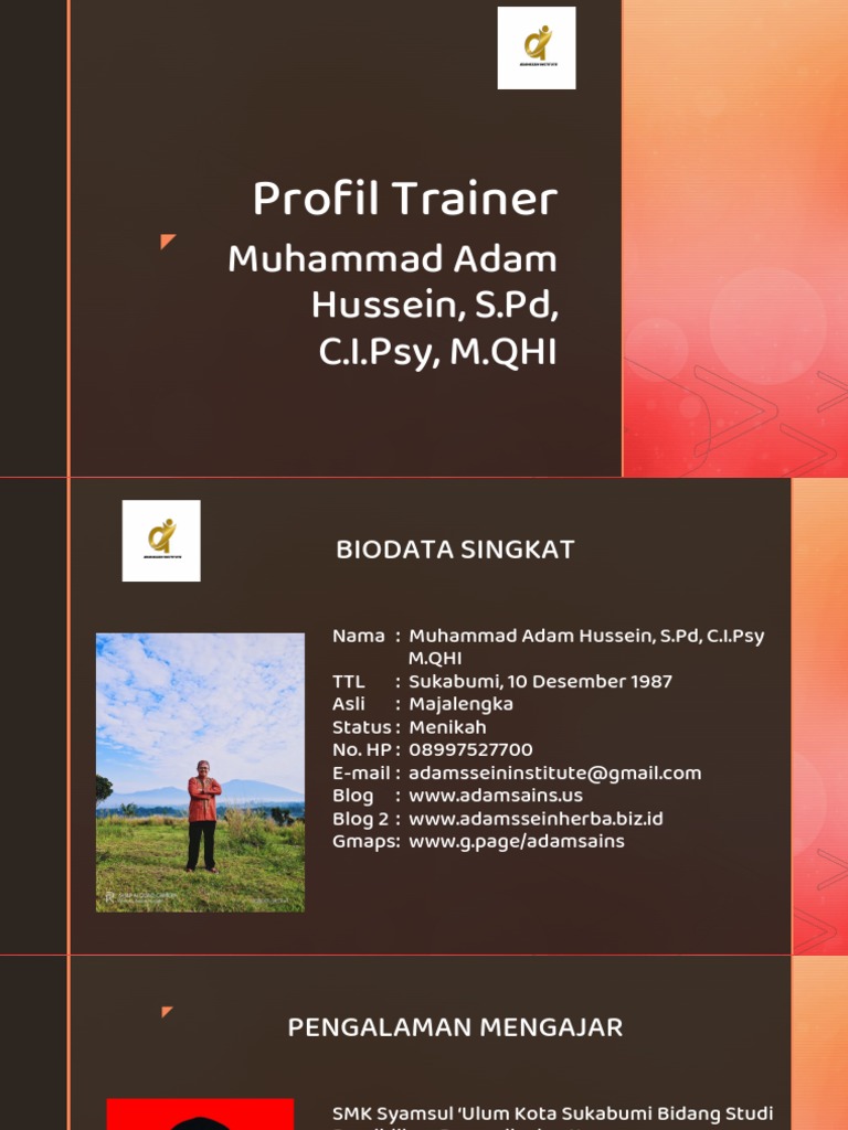 Profil Trainer Muhammad Adam Hussein | PDF | Karier & Perkembangan