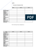 Literature Evaluation Table: © 2019. Grand Canyon University. All Rights Reserved