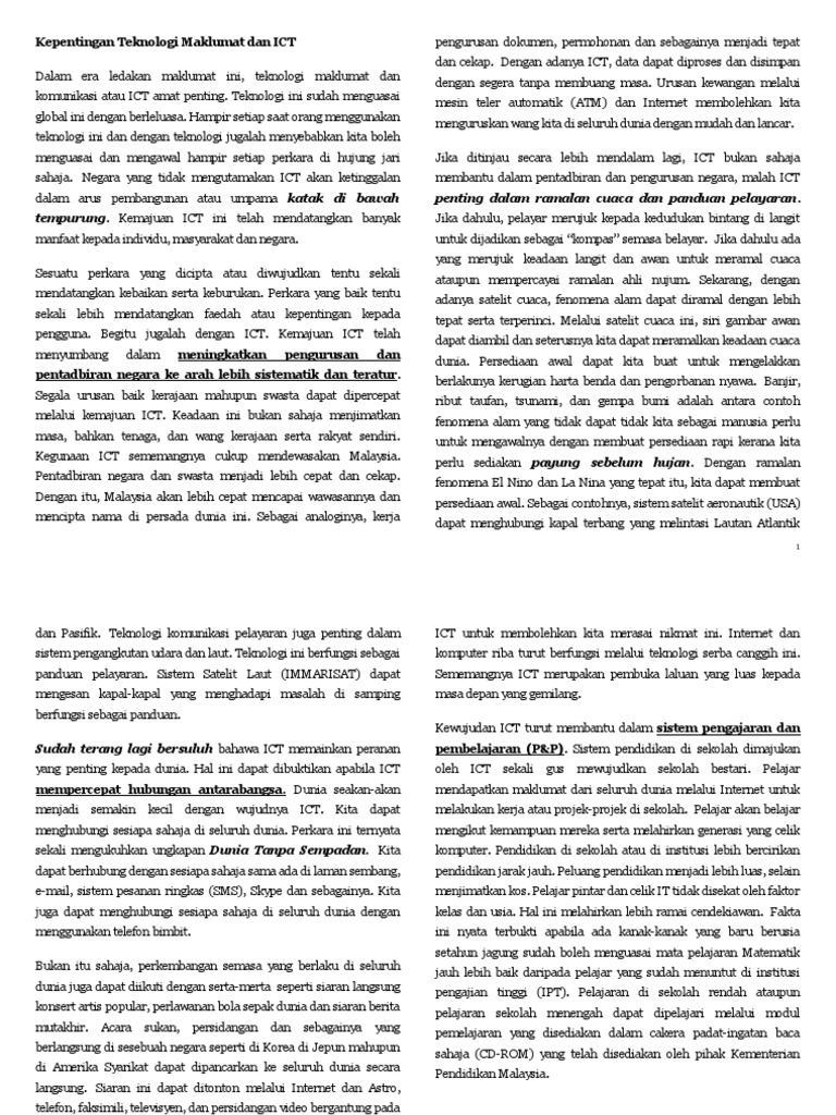 153301002 Kepentingan Teknologi Maklumat Dan Ict Pdf