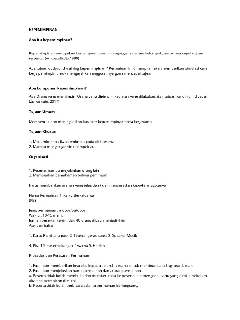 KEPEMIMPINAN Game | PDF