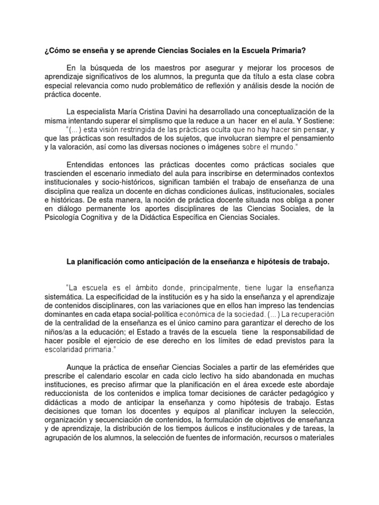 Enseñanza de Ciencias Sociales en Primaria | PDF | Plan de estudios ...