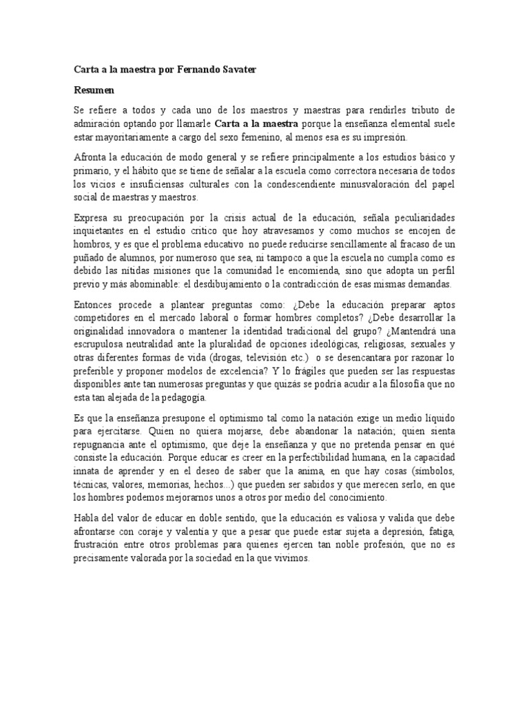 Carta A La Maestra | PDF | Maestros