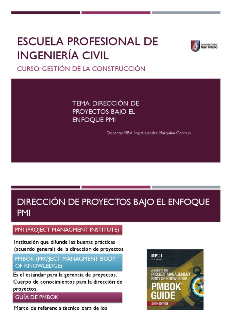 03 - Dirección de Proyectos bajo el enfoque PMI | PDF | Planificación ...