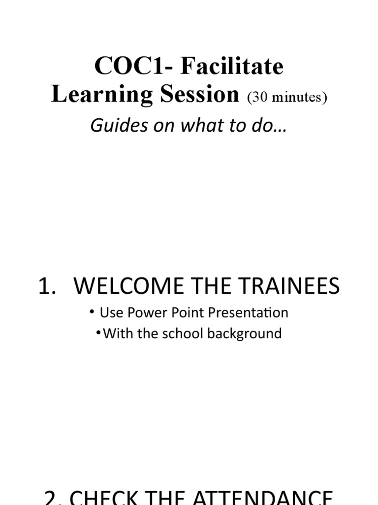 COC1 Training Session Facilitation Guide | PDF