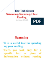 Reading Techniques:: Skimming, Scanning, Close Reading